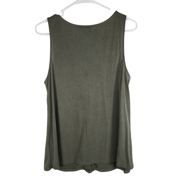 MODCLOTH Womens Medium Button Down V Neck Sleeveless Tank Top Blouse Shirt Green - Picture 5 of 6